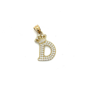 14k Gold Crown Letter Pendant