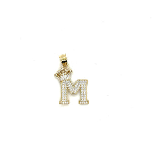 14k Gold Crown Letter Pendant