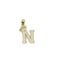 Load image into Gallery viewer, 10k Gold Crown Letter Pendant