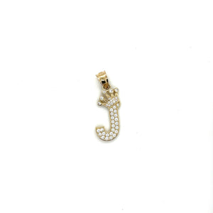 10k Gold Crown Letter Pendant
