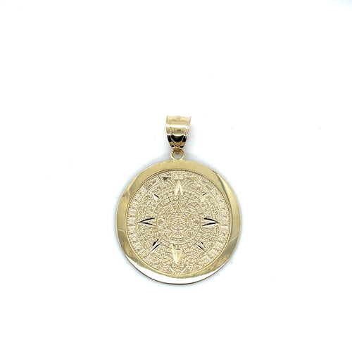 10k Gold Aztec Calendar Pendant