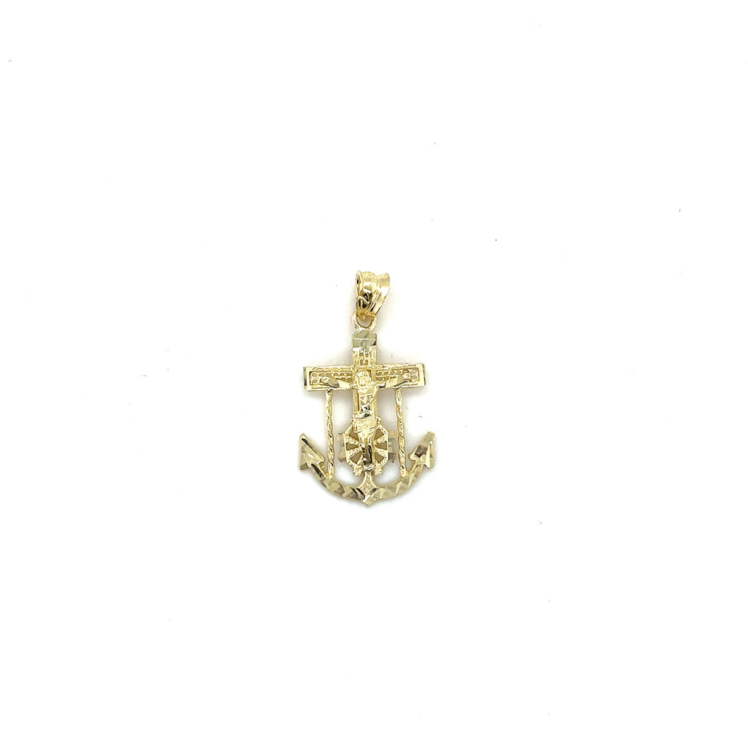 10k Gold Christ Anchor Pendant