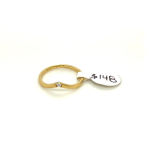 14K Gold Swirl Cz Ring