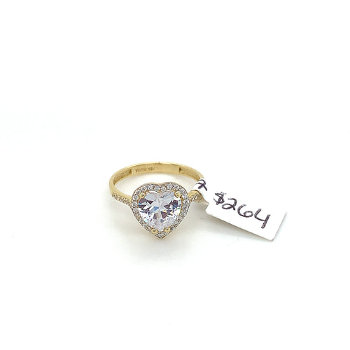 14K Gold Heart Cz Ring
