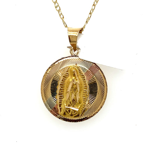 14K Gold Our Lady of Guadalupe Pendant