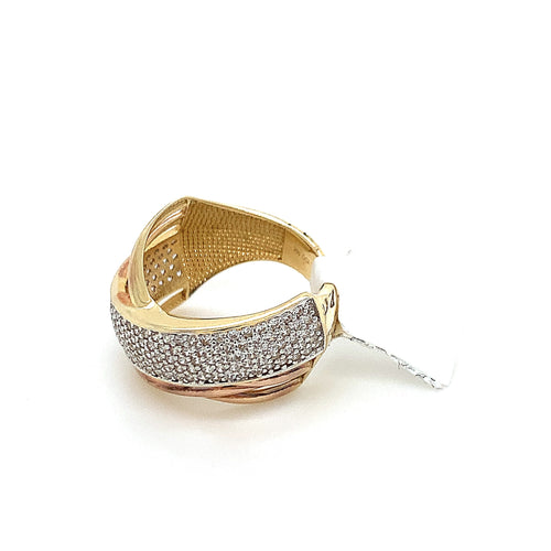 14K Gold Cross Cz Ring