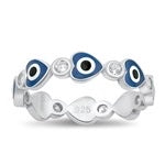 Sterling Silver CZ Evil Eye Ring