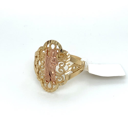 14K Gold Saint Jude Swirl Ring