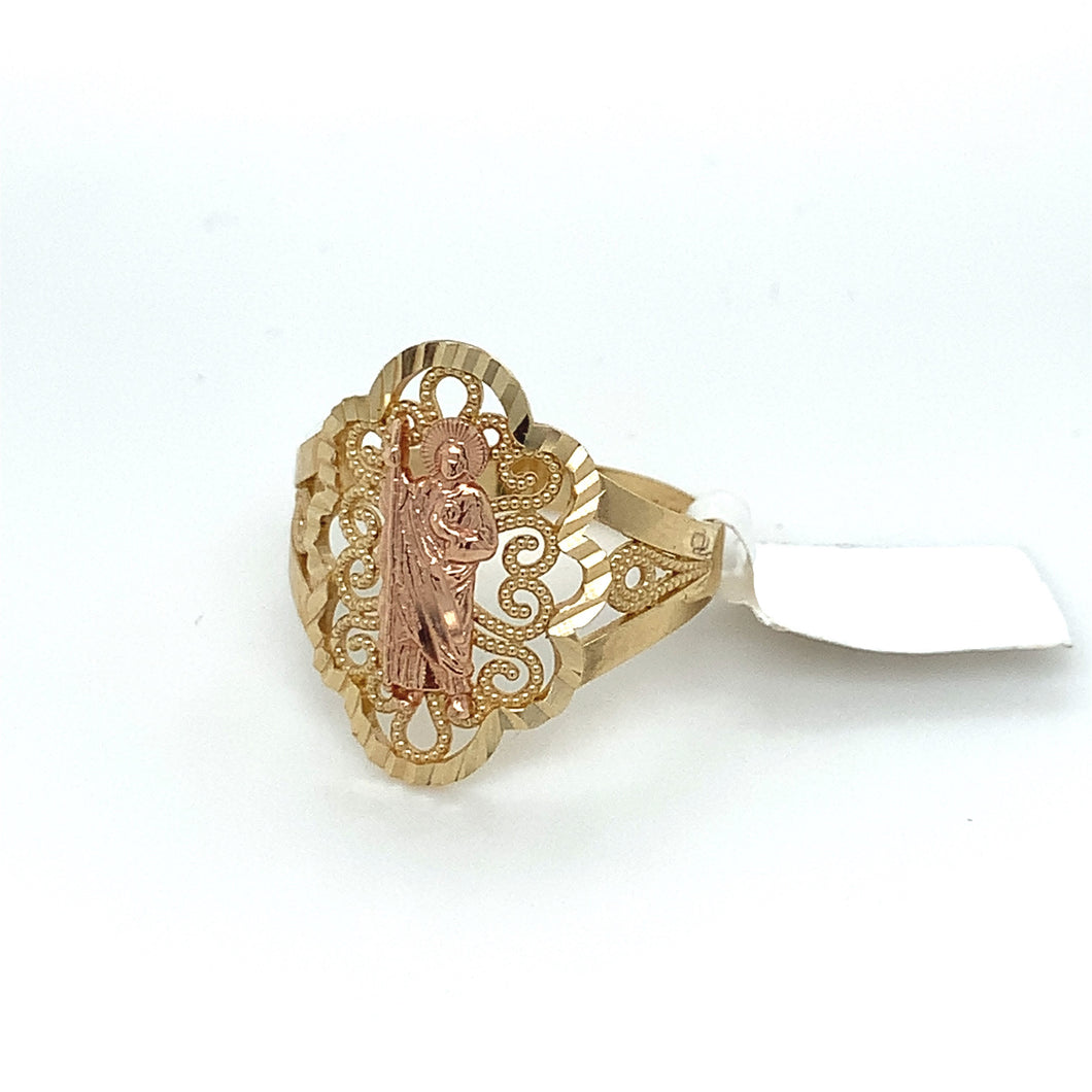 14K Gold Saint Jude Swirl Ring