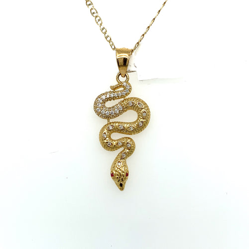 14K Gold Snake Pendant