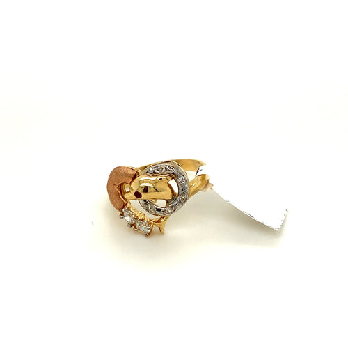 14K Gold Heart and Dolphin Cz Ring