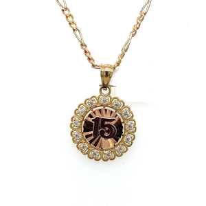 14K Gold "15 years" Cz Pendant