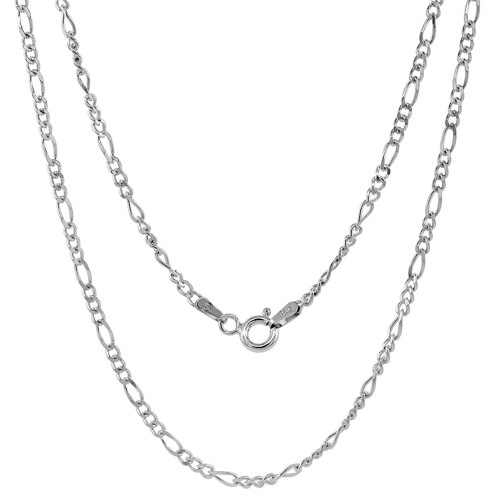 Sterling Silver 2.5mm Figaro Link Chain