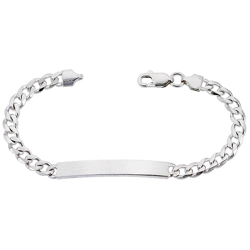 Sterling Silver ID Bracelet Curb Link 1/4 inch wide Nickel Free Italy