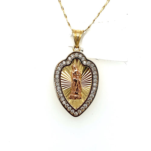 14K Gold Our Lady of Guadalupe Pendant