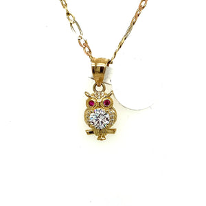 14K Gold Owl Pendant