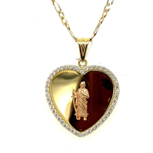 14K Gold Saint Jude Heart Pendant