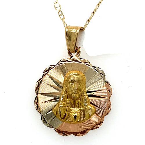 14K Gold Sacred Heart of Jesus Pendant