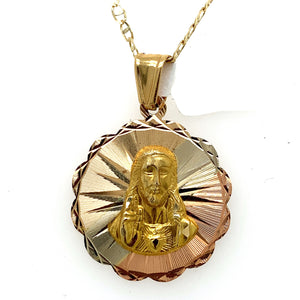 14K Gold Sacred Heart of Jesus Pendant