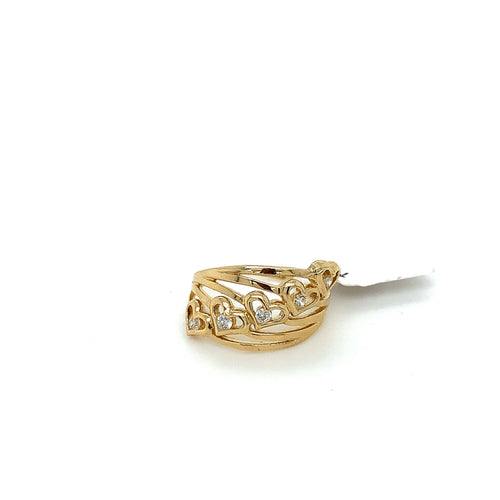 14K Gold Hearts Cz RInging
