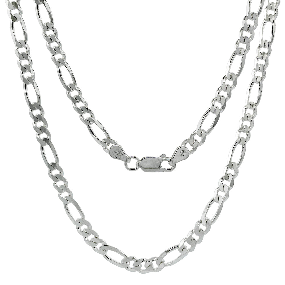 Sterling Silver Figaro Link Bracelet 5.5mm