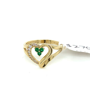 14K Gold Heart Cz Ring