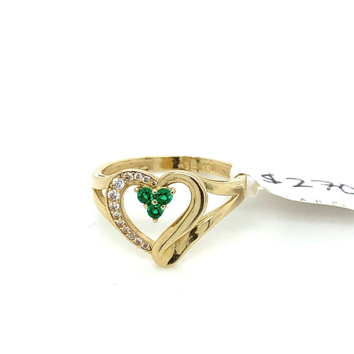 14K Gold Heart Cz Ring