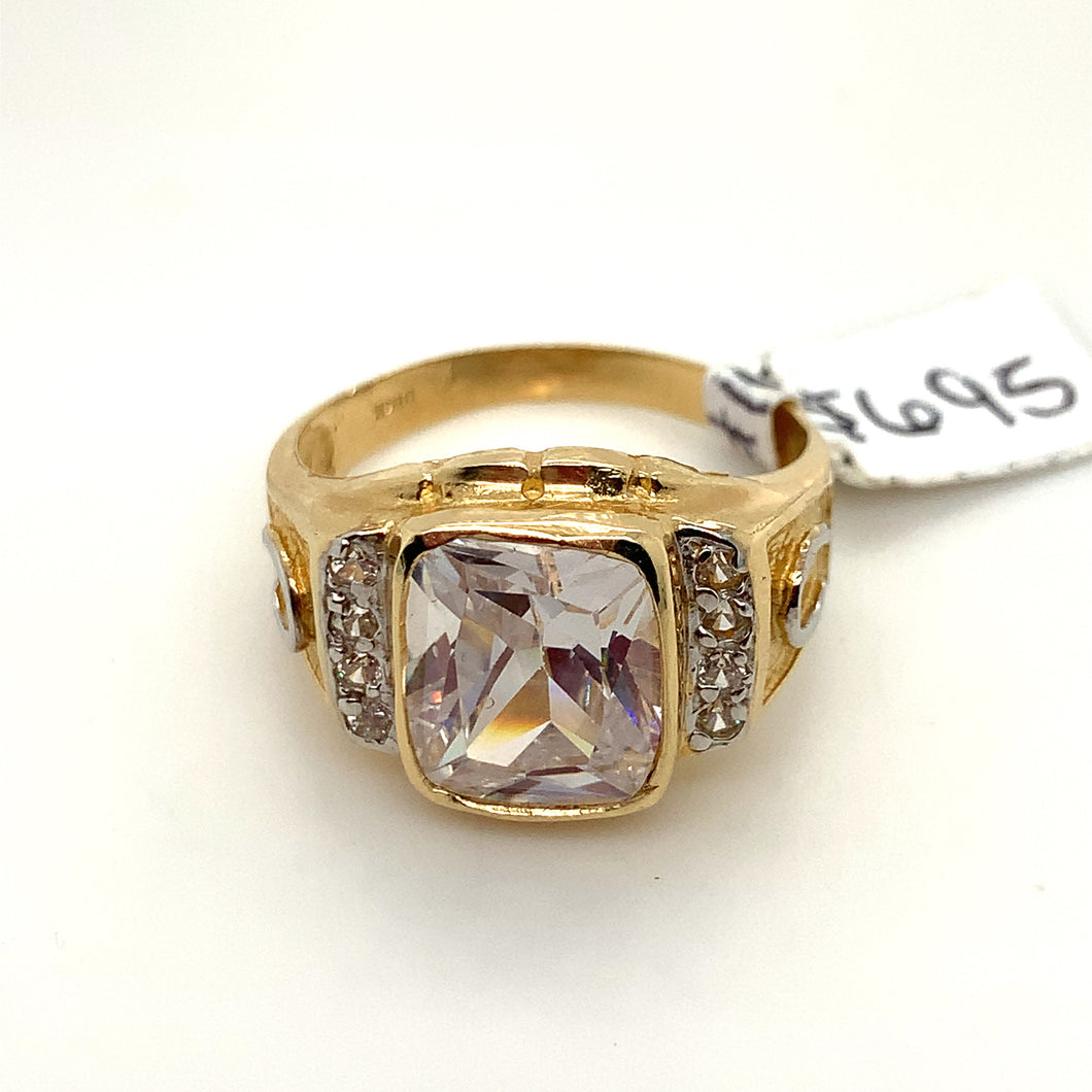 14K Gold Square Mens Cz Ring
