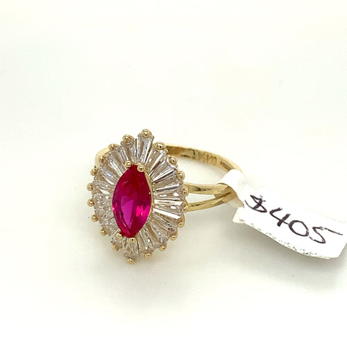 14K Gold Oval Cz Ring