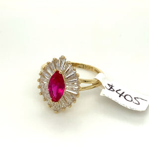 14K Gold Oval Cz Ring