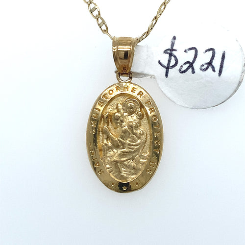 14K Gold Saint Christopher Pendant