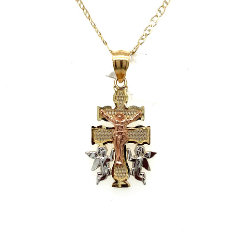 14K Gold Cruz de Caravaca Pendant