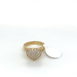 14K Gold Heart Cz Ring