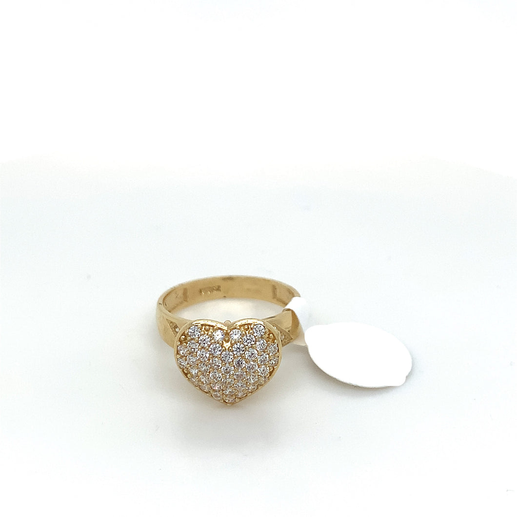 14K Gold Heart Cz Ring