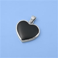 Sterling Silver Black Heart Stone Pendant
