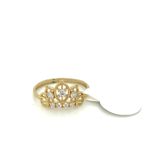 14K Gold Crown Cz Ring