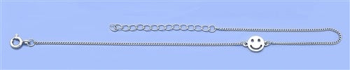 Sterling Silver Happy Face Italian Anklet