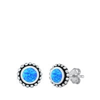 Silver Lab Opal Studs - Round Bal