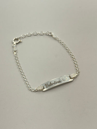 Sterling Silver Childrens Heart ID Bracelet