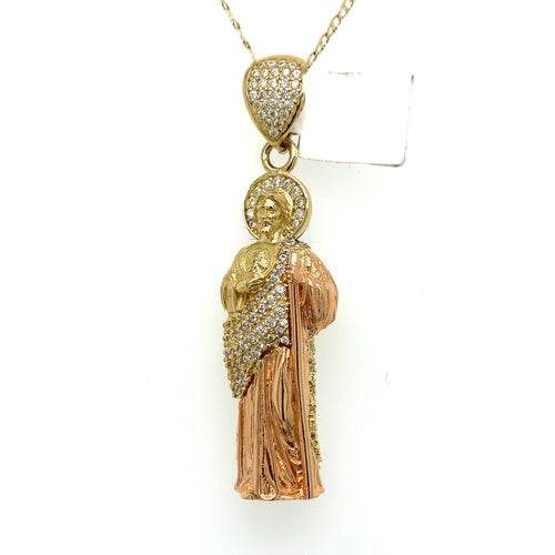14K Gold Saint Jude Cz Pendant