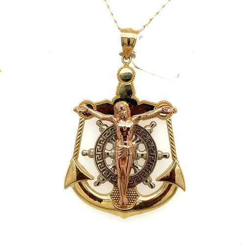 14K Gold Christ Anchor Pendant