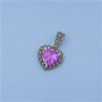 Sterling Silver Purple Heart CZ Pendant