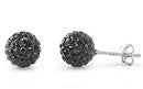 Sterling Silver Black Crystal Ball Earring - 8mm
