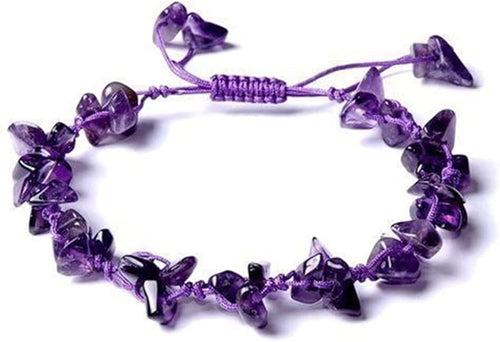 Natural Stone Amethyst Chip Adjustable Bracelet