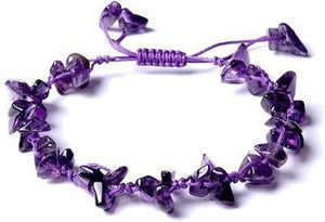 Natural Stone Amethyst Chip Adjustable Bracelet
