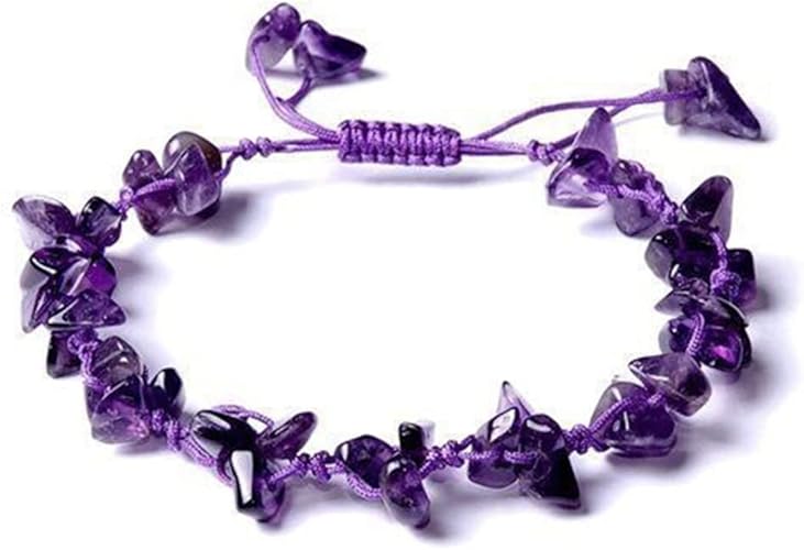 Natural Stone Amethyst Chip Adjustable Bracelet