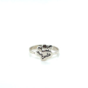 Customized Sterling Silver Paw Name Ring