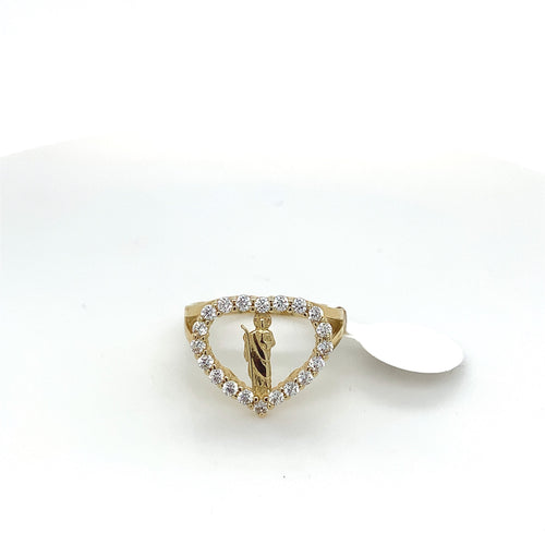 14K Gold Heart Saint Jude Cz Ring
