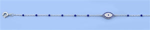 Sterling Silver Evil Eye CZ Anklet