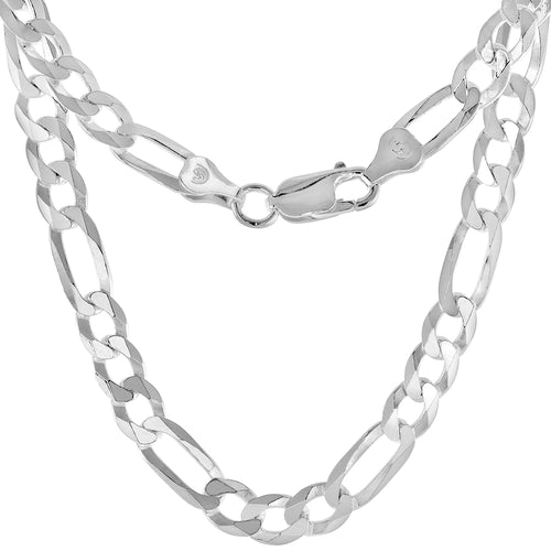 Sterling Silver Flat Figaro Link Bracelet 6mm